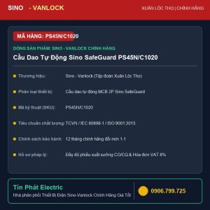 Cầu Dao Tự Động Sino SafeGuard PS45N/C1020 (2P)