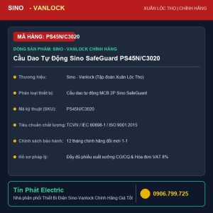 Cầu Dao Tự Động Sino SafeGuard PS45N/C3020 (2P)